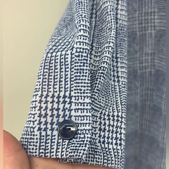 Whirlaway vintage lightweight blazer 3/4 sleeve blue and white houndstooth large - Picture 8 of 8